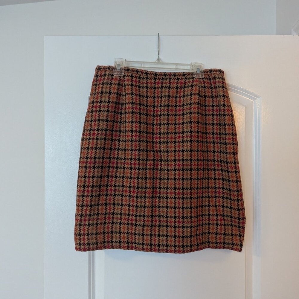 80's Vintage brown plaid skirt